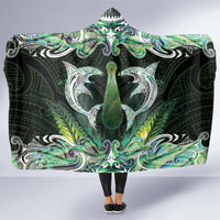 New Zealand Mere Pounamu Weapon Hooded Blanket Aotearoa Mango Paua Shell Maori Pattern LT22 One Size Green - Polynesian Pride