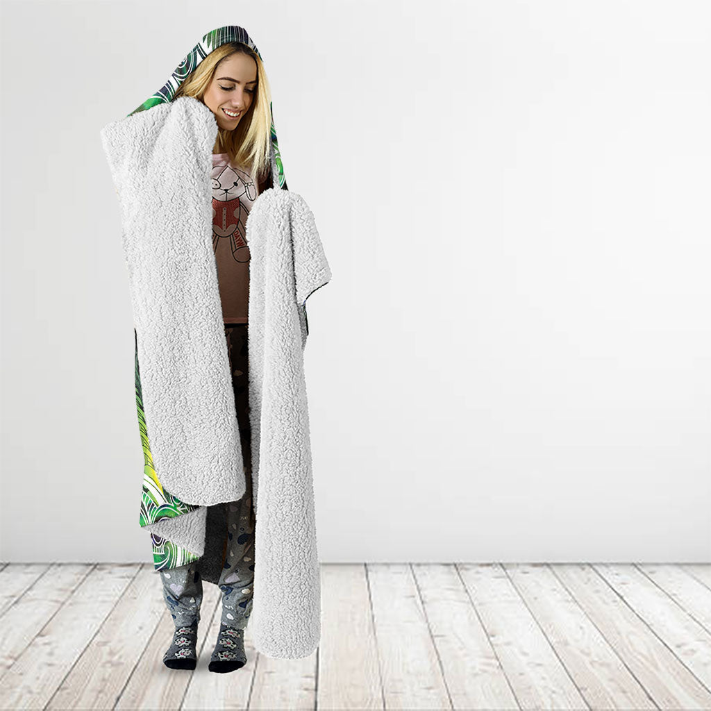 New Zealand Mere Pounamu Weapon Hooded Blanket Aotearoa Mango Paua Shell Maori Pattern LT22 - Polynesian Pride