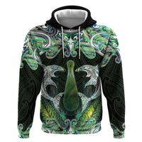 New Zealand Mere Pounamu Weapon Hoodie Aotearoa Mango Paua Shell Maori Pattern LT22 Pullover Hoodie Green - Polynesian Pride