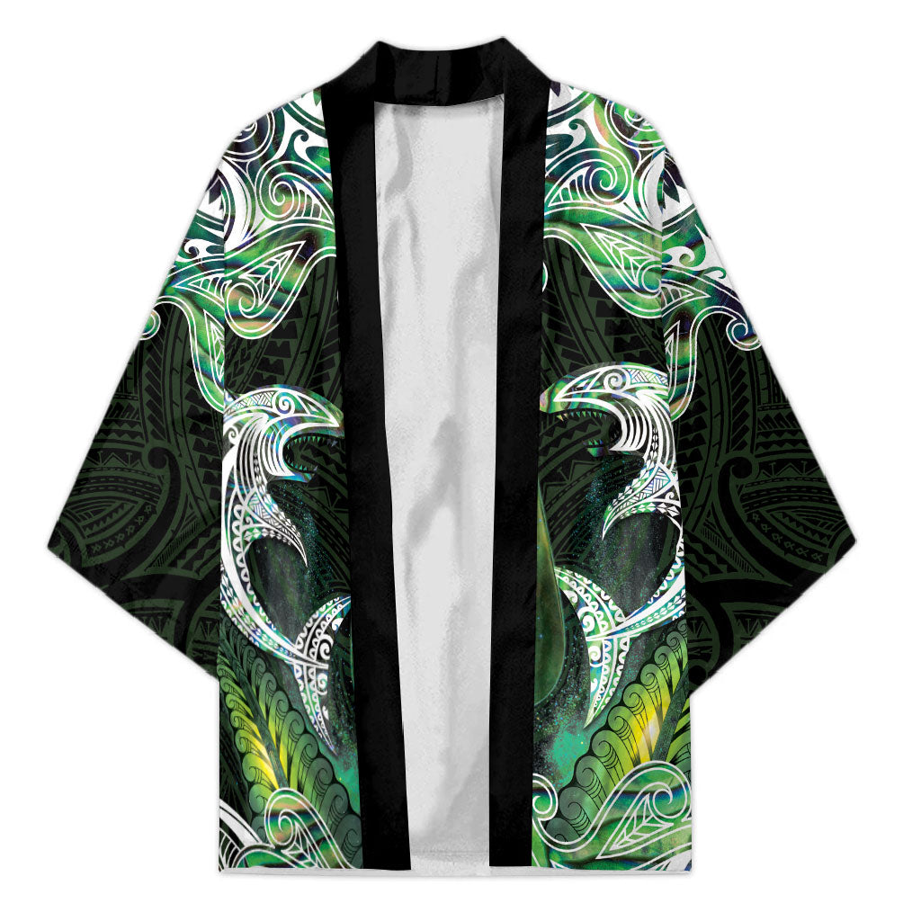 New Zealand Mere Pounamu Weapon Kimono Aotearoa Mango Paua Shell Maori Pattern LT22 Unisex Green - Polynesian Pride