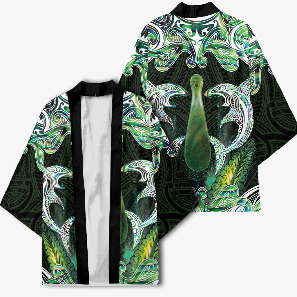 New Zealand Mere Pounamu Weapon Kimono Aotearoa Mango Paua Shell Maori Pattern LT22 - Polynesian Pride