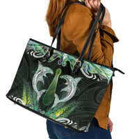 New Zealand Mere Pounamu Weapon Leather Tote Bag Aotearoa Mango Paua Shell Maori Pattern LT22 - Polynesian Pride
