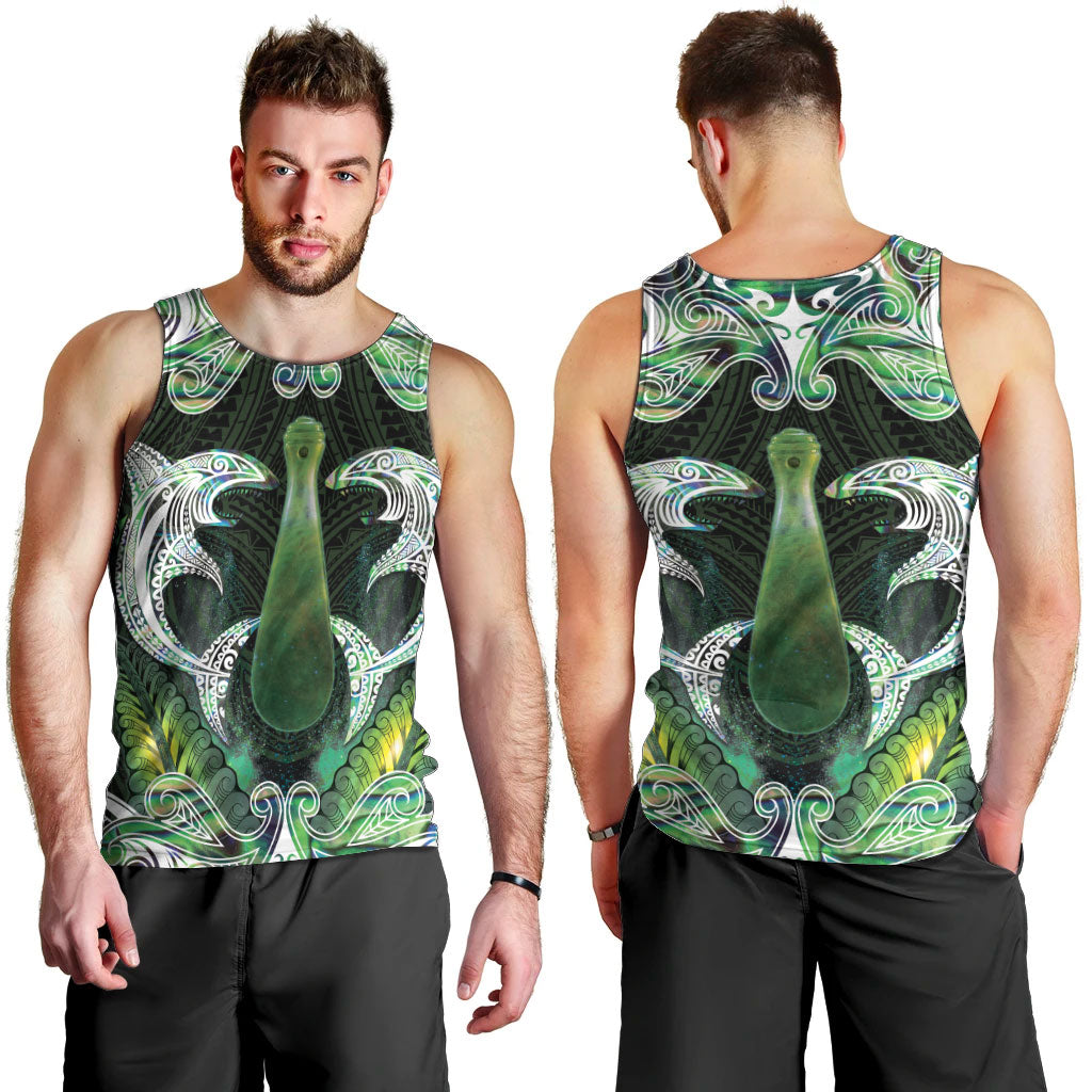 New Zealand Mere Pounamu Weapon Men Tank Top Aotearoa Mango Paua Shell Maori Pattern LT22 - Polynesian Pride