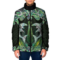 New Zealand Mere Pounamu Weapon Padded Jacket Aotearoa Mango Paua Shell Maori Pattern LT22 Men Green - Polynesian Pride