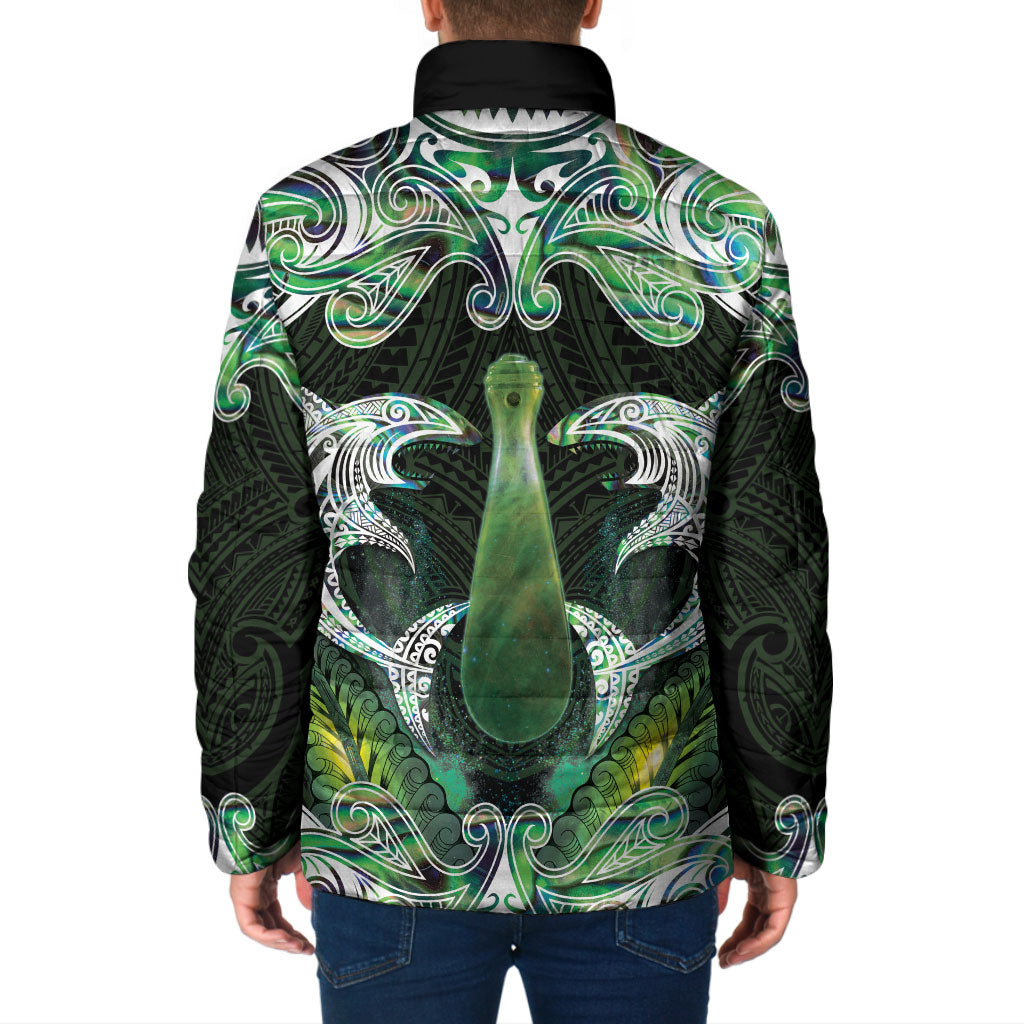 New Zealand Mere Pounamu Weapon Padded Jacket Aotearoa Mango Paua Shell Maori Pattern LT22 - Polynesian Pride