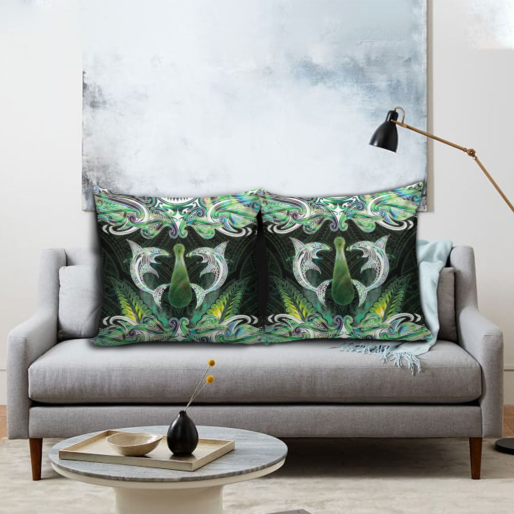 New Zealand Mere Pounamu Weapon Pillow Cover Aotearoa Mango Paua Shell Maori Pattern LT22 - Polynesian Pride