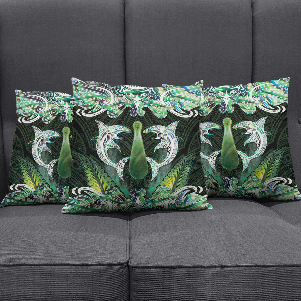 New Zealand Mere Pounamu Weapon Pillow Cover Aotearoa Mango Paua Shell Maori Pattern LT22 - Polynesian Pride