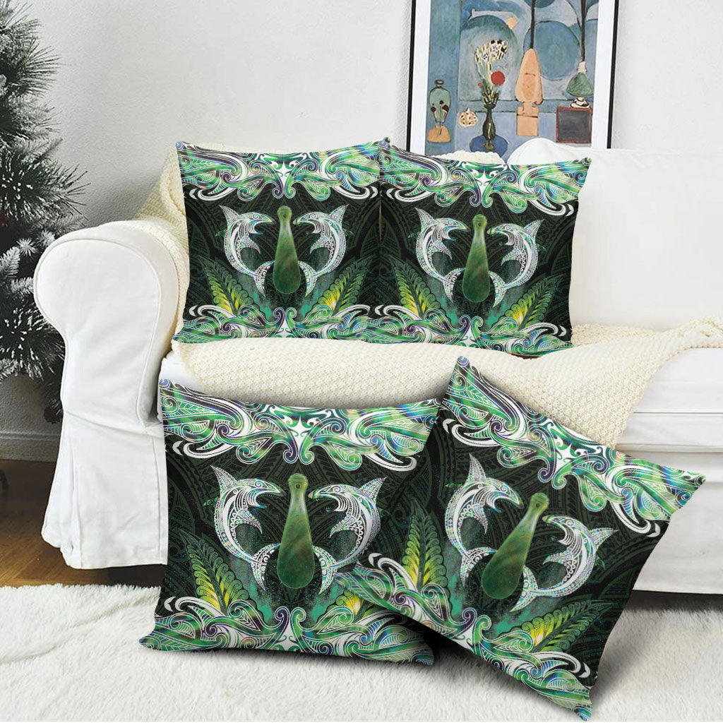 New Zealand Mere Pounamu Weapon Pillow Cover Aotearoa Mango Paua Shell Maori Pattern LT22 - Polynesian Pride