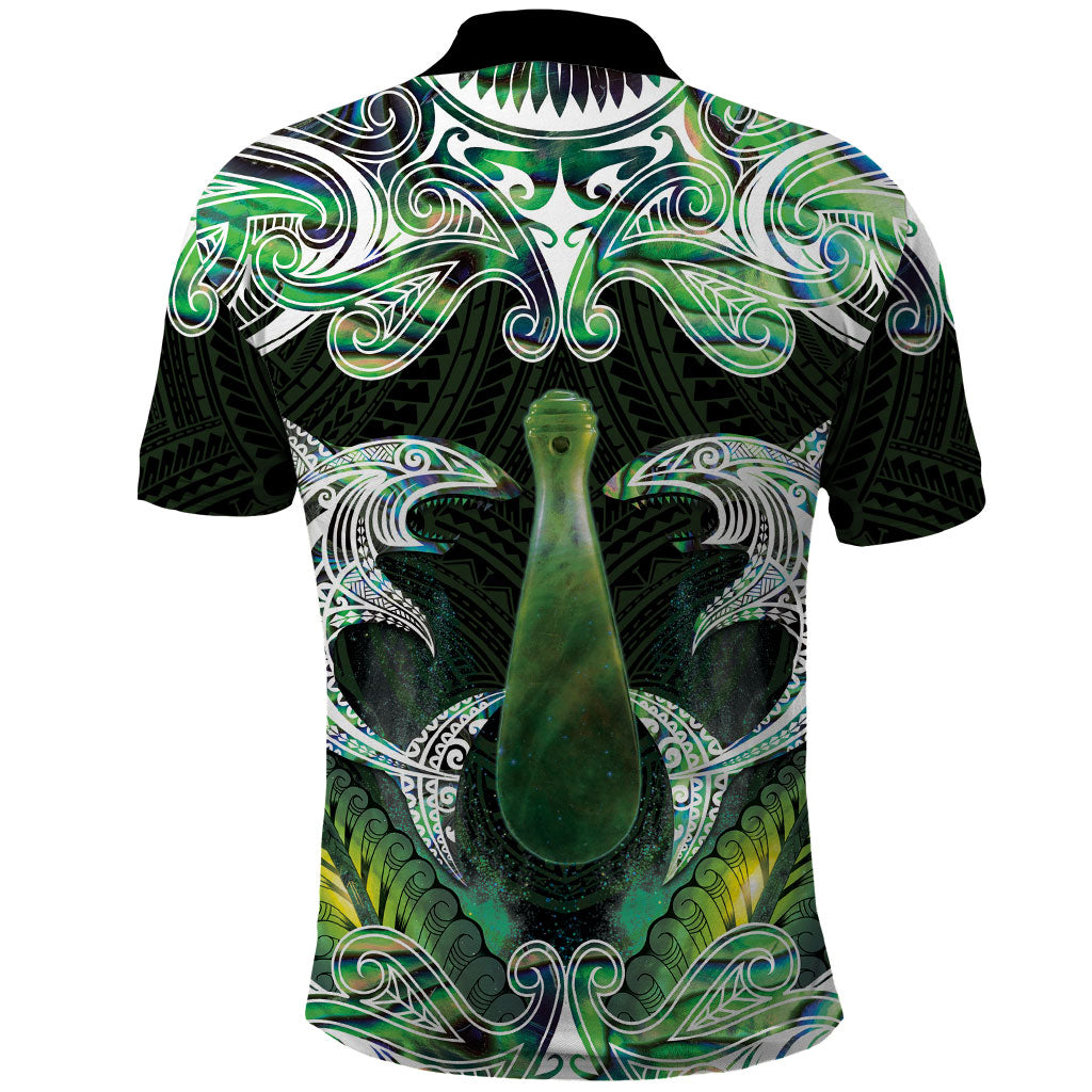 New Zealand Mere Pounamu Weapon Polo Shirt Aotearoa Mango Paua Shell Maori Pattern LT22 - Polynesian Pride