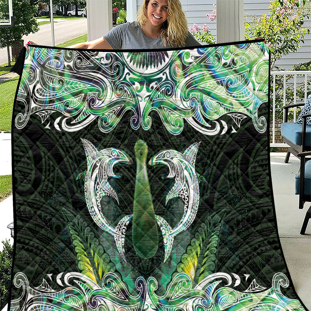 New Zealand Mere Pounamu Weapon Quilt Aotearoa Mango Paua Shell Maori Pattern LT22 Green - Polynesian Pride