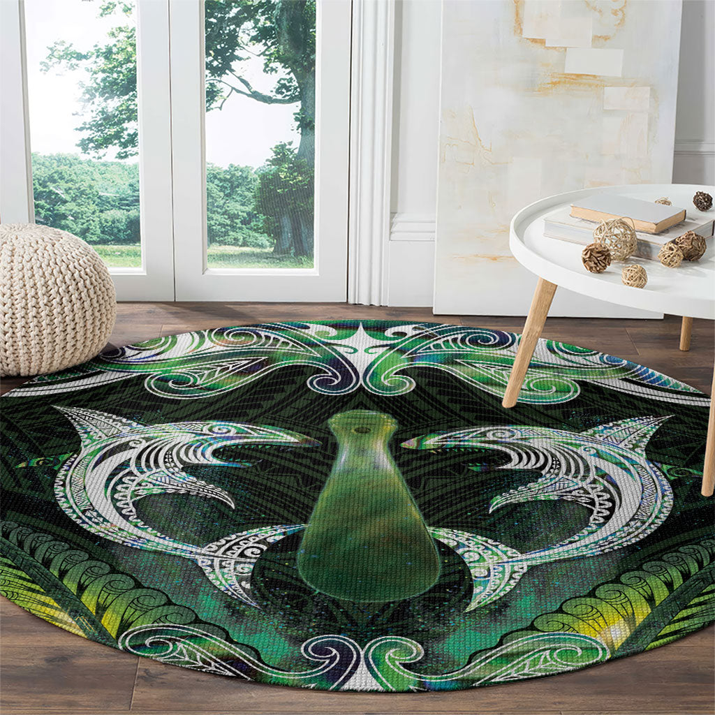 New Zealand Mere Pounamu Weapon Round Carpet Aotearoa Mango Paua Shell Maori Pattern LT22 - Polynesian Pride