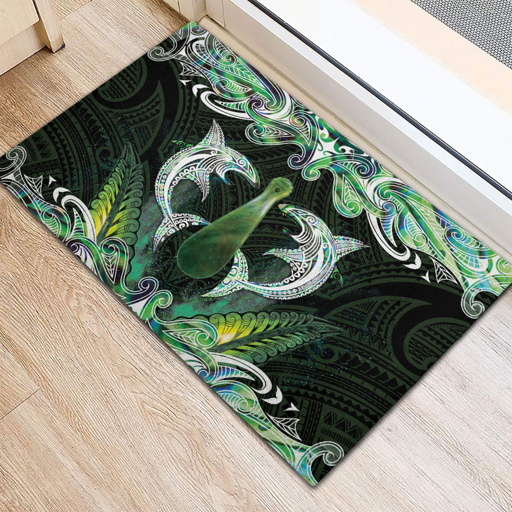 New Zealand Mere Pounamu Weapon Rubber Doormat Aotearoa Mango Paua Shell Maori Pattern LT22 - Polynesian Pride