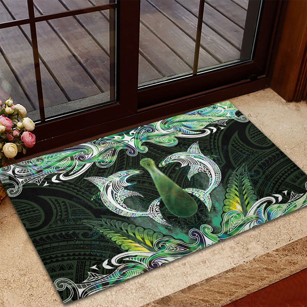 New Zealand Mere Pounamu Weapon Rubber Doormat Aotearoa Mango Paua Shell Maori Pattern LT22 - Polynesian Pride
