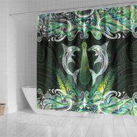 New Zealand Mere Pounamu Weapon Shower Curtain Aotearoa Mango Paua Shell Maori Pattern LT22 - Polynesian Pride