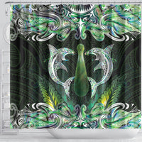 New Zealand Mere Pounamu Weapon Shower Curtain Aotearoa Mango Paua Shell Maori Pattern LT22 - Polynesian Pride