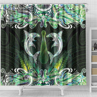 New Zealand Mere Pounamu Weapon Shower Curtain Aotearoa Mango Paua Shell Maori Pattern LT22 - Polynesian Pride