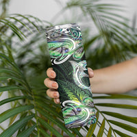 New Zealand Mere Pounamu Weapon Skinny Tumbler Aotearoa Mango Paua Shell Maori Pattern LT22 - Polynesian Pride