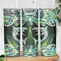 New Zealand Mere Pounamu Weapon Skinny Tumbler Aotearoa Mango Paua Shell Maori Pattern LT22 - Polynesian Pride