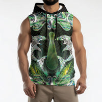 New Zealand Mere Pounamu Weapon Sleeveless Hoodie Aotearoa Mango Paua Shell Maori Pattern LT22 - Polynesian Pride