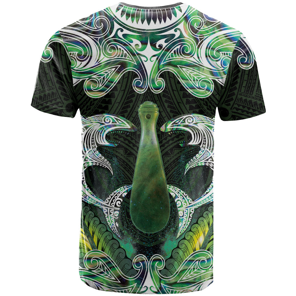 New Zealand Mere Pounamu Weapon T Shirt Aotearoa Mango Paua Shell Maori Pattern LT22 - Polynesian Pride