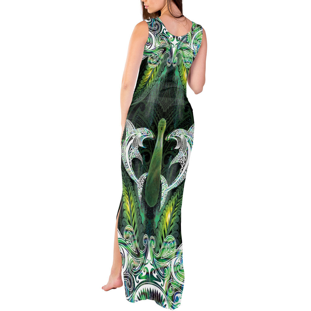 New Zealand Mere Pounamu Weapon Tank Maxi Dress Aotearoa Mango Paua Shell Maori Pattern LT22 - Polynesian Pride