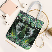 New Zealand Mere Pounamu Weapon Tote Bag Aotearoa Mango Paua Shell Maori Pattern LT22 White Strap One Size Green - Polynesian Pride