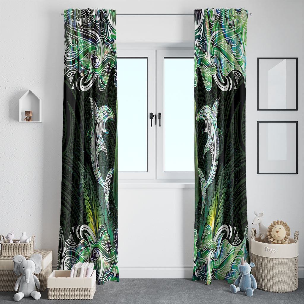 New Zealand Mere Pounamu Weapon Window Curtain Aotearoa Mango Paua Shell Maori Pattern LT22 - Polynesian Pride