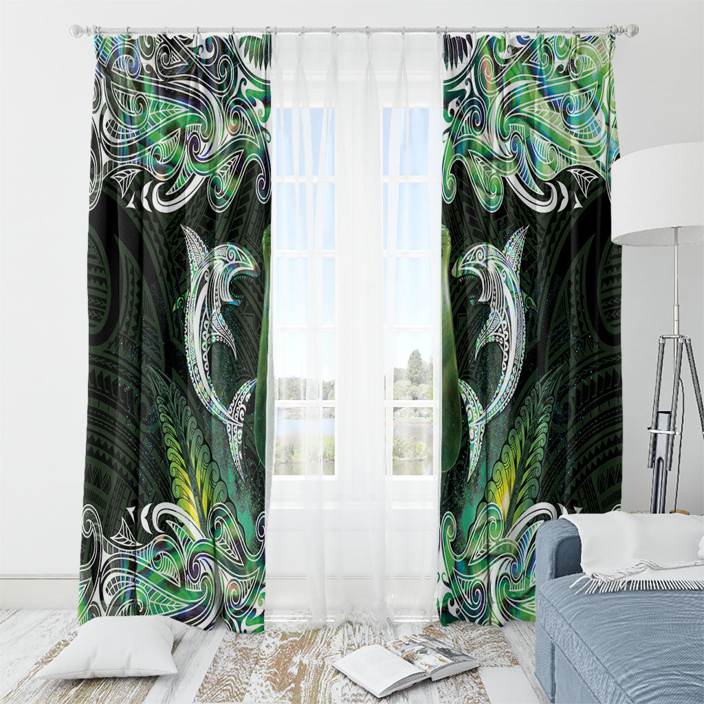New Zealand Mere Pounamu Weapon Window Curtain Aotearoa Mango Paua Shell Maori Pattern LT22 - Polynesian Pride