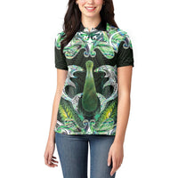 New Zealand Mere Pounamu Weapon Women Polo Shirt Aotearoa Mango Paua Shell Maori Pattern LT22 - Polynesian Pride
