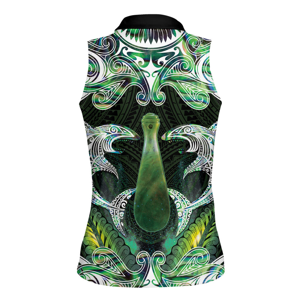 New Zealand Mere Pounamu Weapon Women Sleeveless Polo Shirt Aotearoa Mango Paua Shell Maori Pattern LT22 - Polynesian Pride