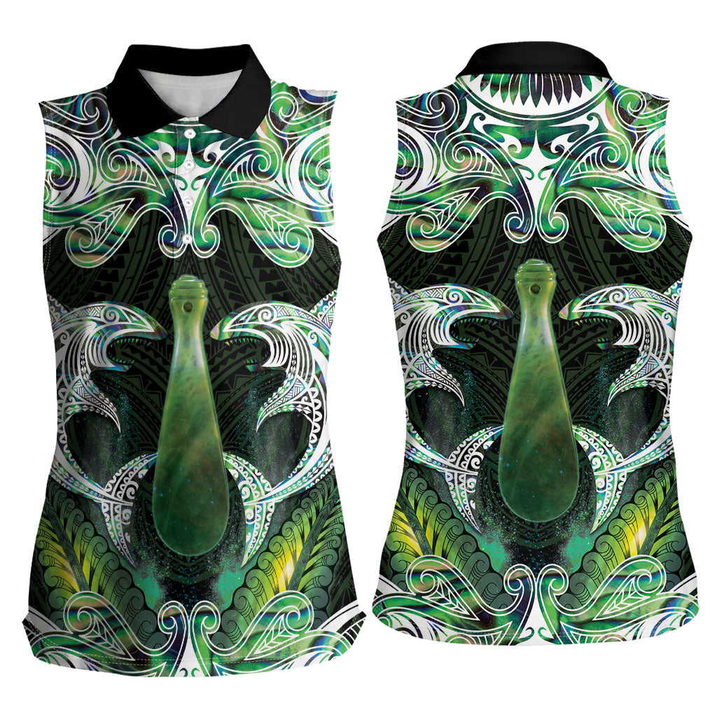 New Zealand Mere Pounamu Weapon Women Sleeveless Polo Shirt Aotearoa Mango Paua Shell Maori Pattern LT22 - Polynesian Pride