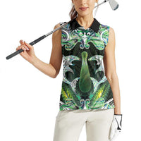 New Zealand Mere Pounamu Weapon Women Sleeveless Polo Shirt Aotearoa Mango Paua Shell Maori Pattern LT22 - Polynesian Pride