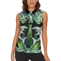 New Zealand Mere Pounamu Weapon Women Sleeveless Polo Shirt Aotearoa Mango Paua Shell Maori Pattern LT22 - Polynesian Pride
