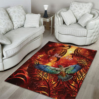 New Zealand Kea Bird Matariki Personalised Area Rug Silver Fern Maori Pattern