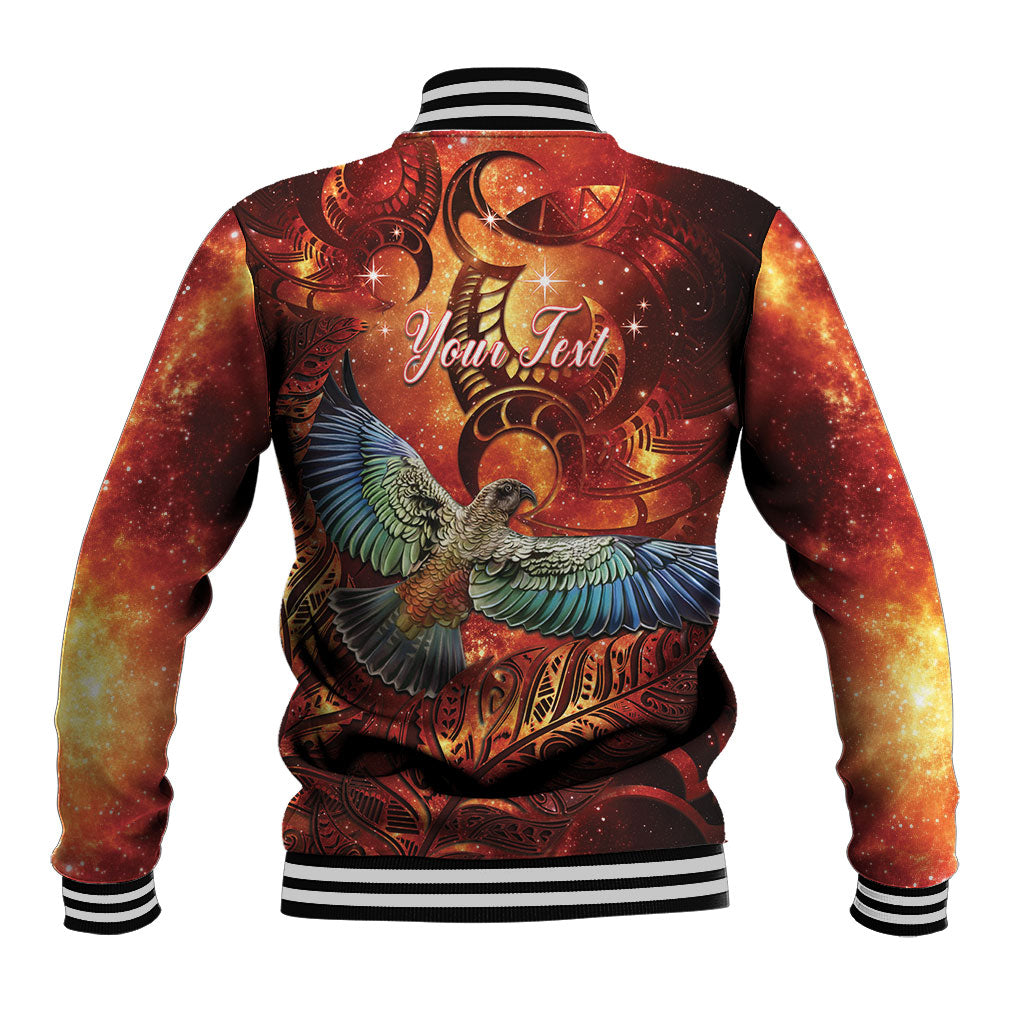 New Zealand Kea Bird Matariki Personalised Baseball Jacket Silver Fern Maori Pattern