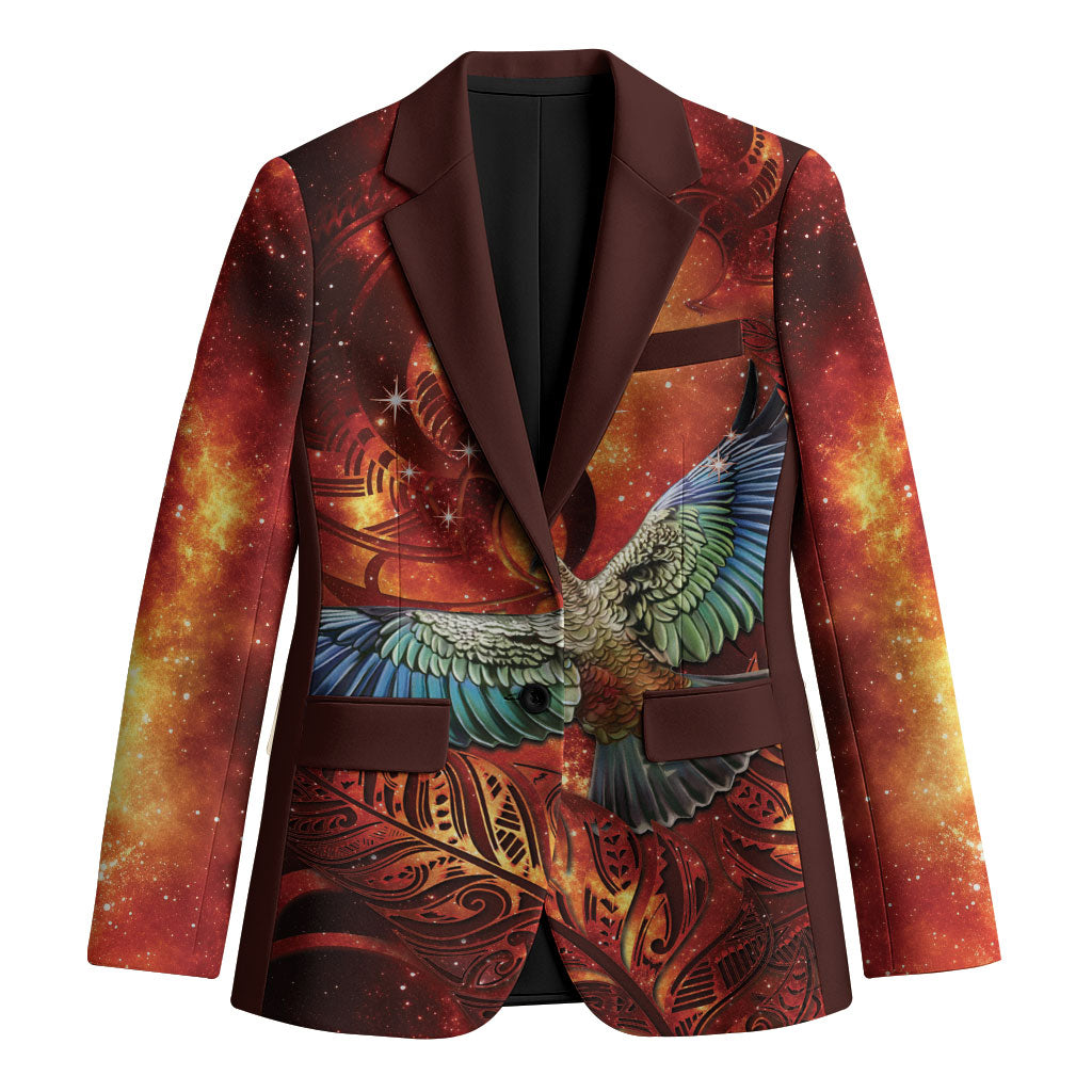 New Zealand Kea Bird Matariki Personalised Blazer Silver Fern Maori Pattern LT22 Unisex Orange - Polynesian Pride