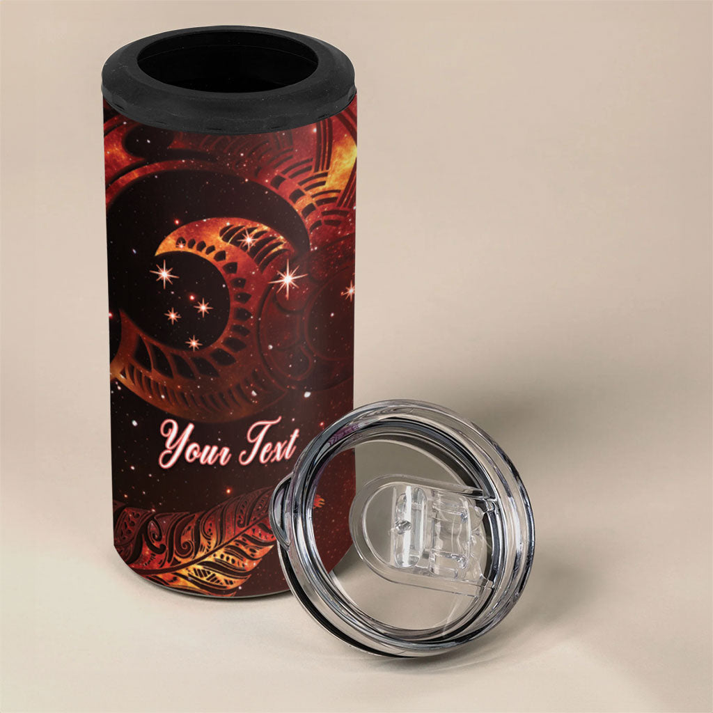 New Zealand Kea Bird Matariki Personalised 4 in 1 Can Cooler Tumbler Silver Fern Maori Pattern LT22 - Polynesian Pride