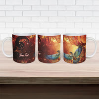 New Zealand Kea Bird Matariki Personalised Ceramic Mug Silver Fern Maori Pattern