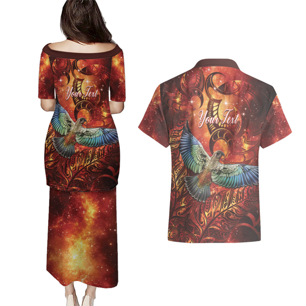 New Zealand Kea Bird Matariki Personalised Couples Matching Puletasi and Hawaiian Shirt Silver Fern Maori Pattern LT22 - Polynesian Pride