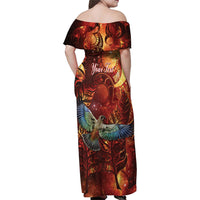 New Zealand Kea Bird Matariki Personalised Family Matching Off Shoulder Maxi Dress and Hawaiian Shirt Silver Fern Maori Pattern LT22 - Polynesian Pride