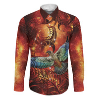 New Zealand Kea Bird Matariki Personalised Family Matching Tank Maxi Dress and Hawaiian Shirt Silver Fern Maori Pattern LT22 Dad's Shirt - Long Sleeve Orange - Polynesian Pride