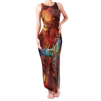 New Zealand Kea Bird Matariki Personalised Family Matching Tank Maxi Dress and Hawaiian Shirt Silver Fern Maori Pattern LT22 Mom's Dress Orange - Polynesian Pride