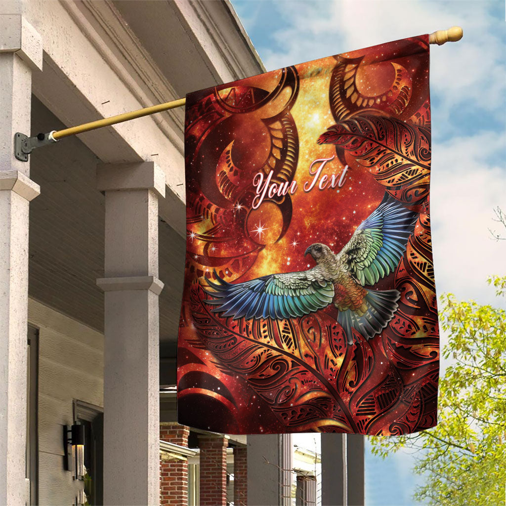 New Zealand Kea Bird Matariki Personalised Garden Flag Silver Fern Maori Pattern LT22 House Flag Orange - Polynesian Pride