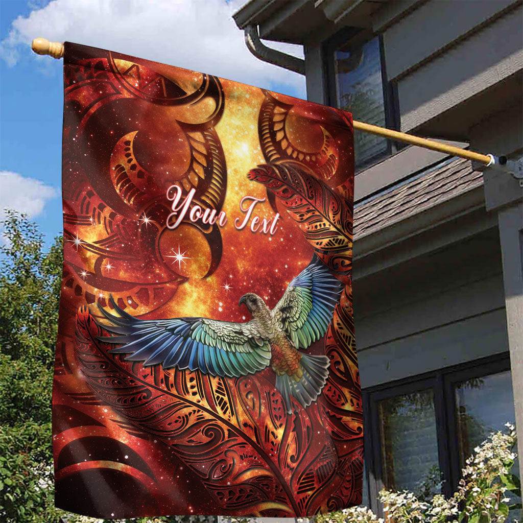New Zealand Kea Bird Matariki Personalised Garden Flag Silver Fern Maori Pattern LT22 - Polynesian Pride