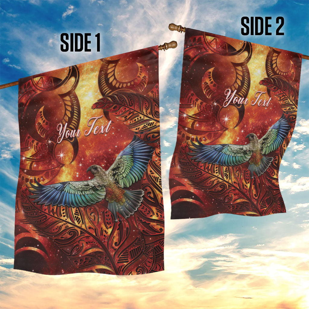 New Zealand Kea Bird Matariki Personalised Garden Flag Silver Fern Maori Pattern LT22 - Polynesian Pride