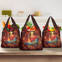 New Zealand Kea Bird Matariki Personalised Grocery Bag Silver Fern Maori Pattern LT22 3-pack One Size Orange - Polynesian Pride