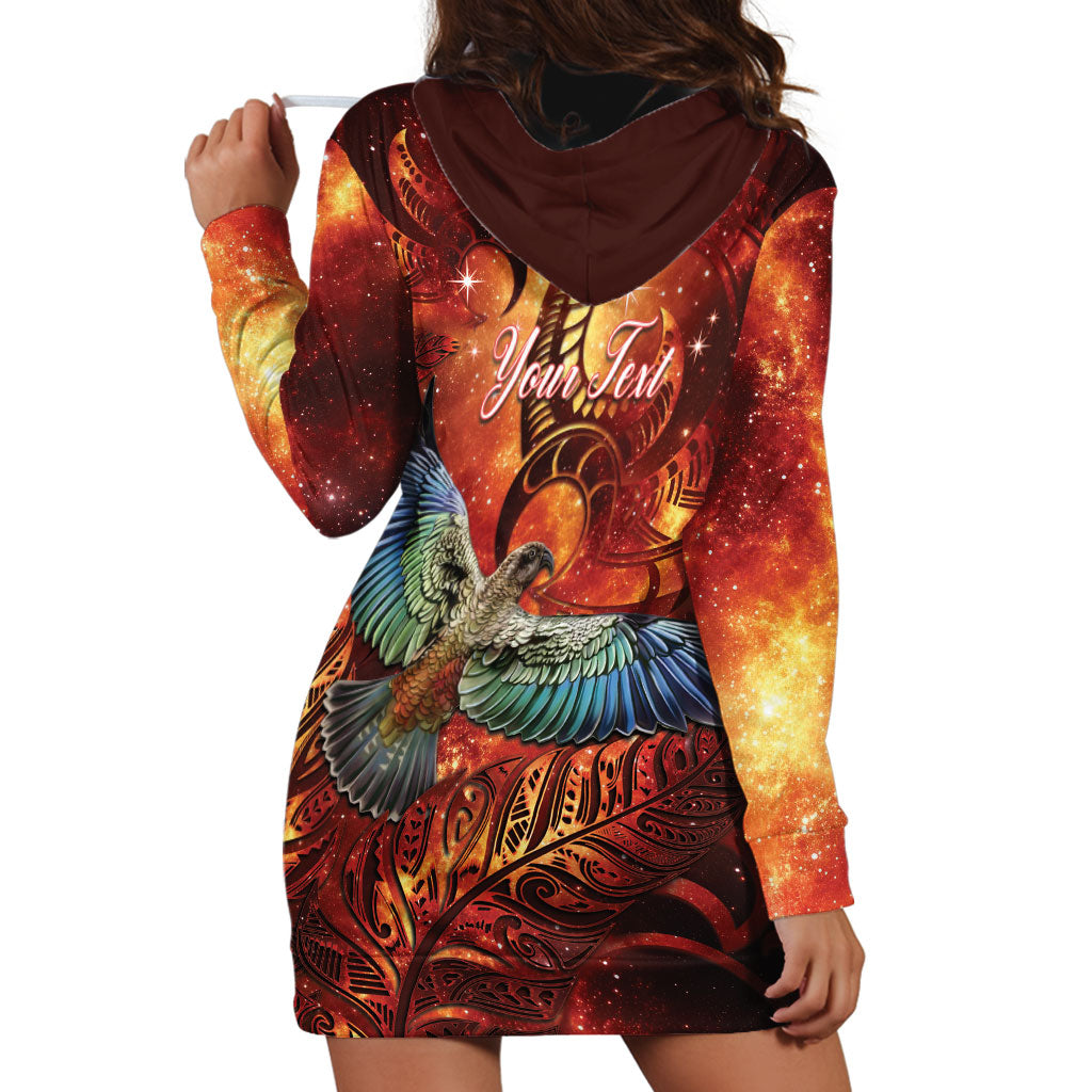 New Zealand Kea Bird Matariki Personalised Hoodie Dress Silver Fern Maori Pattern LT22 - Polynesian Pride