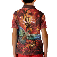 New Zealand Kea Bird Matariki Personalised Kid Polo Shirt Silver Fern Maori Pattern