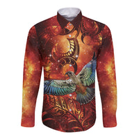 New Zealand Kea Bird Matariki Personalised Long Sleeve Button Shirt Silver Fern Maori Pattern LT22 Unisex Orange - Polynesian Pride
