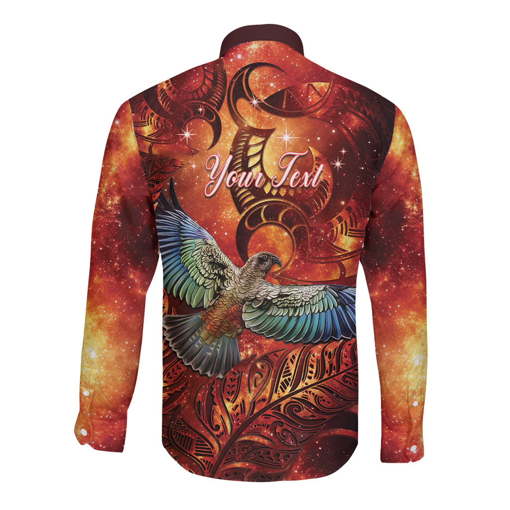 New Zealand Kea Bird Matariki Personalised Long Sleeve Button Shirt Silver Fern Maori Pattern LT22 - Polynesian Pride
